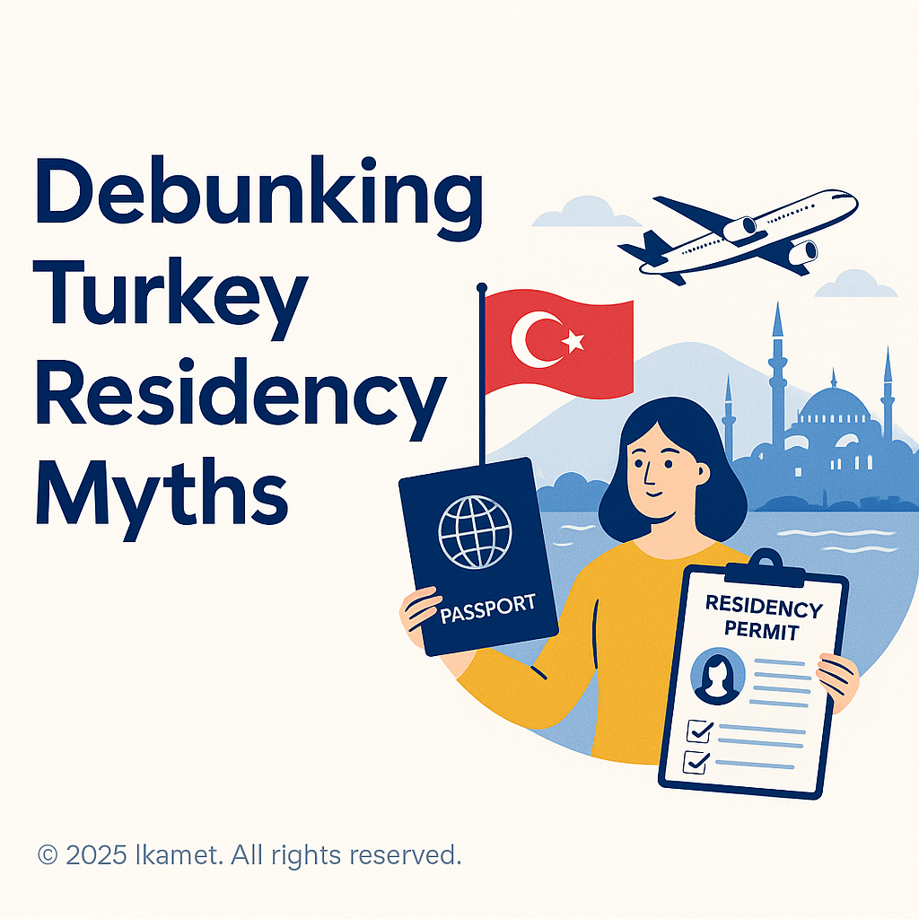 Debunking Turkey residency myths with passport and permit visuals.