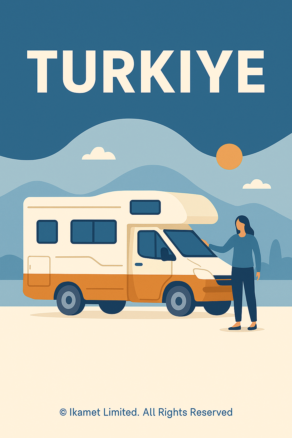 Family campervan travel along the Turkish coast at sunset with Ikamet