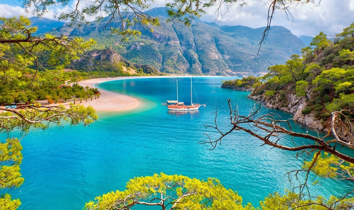 a beautiful river with a boat