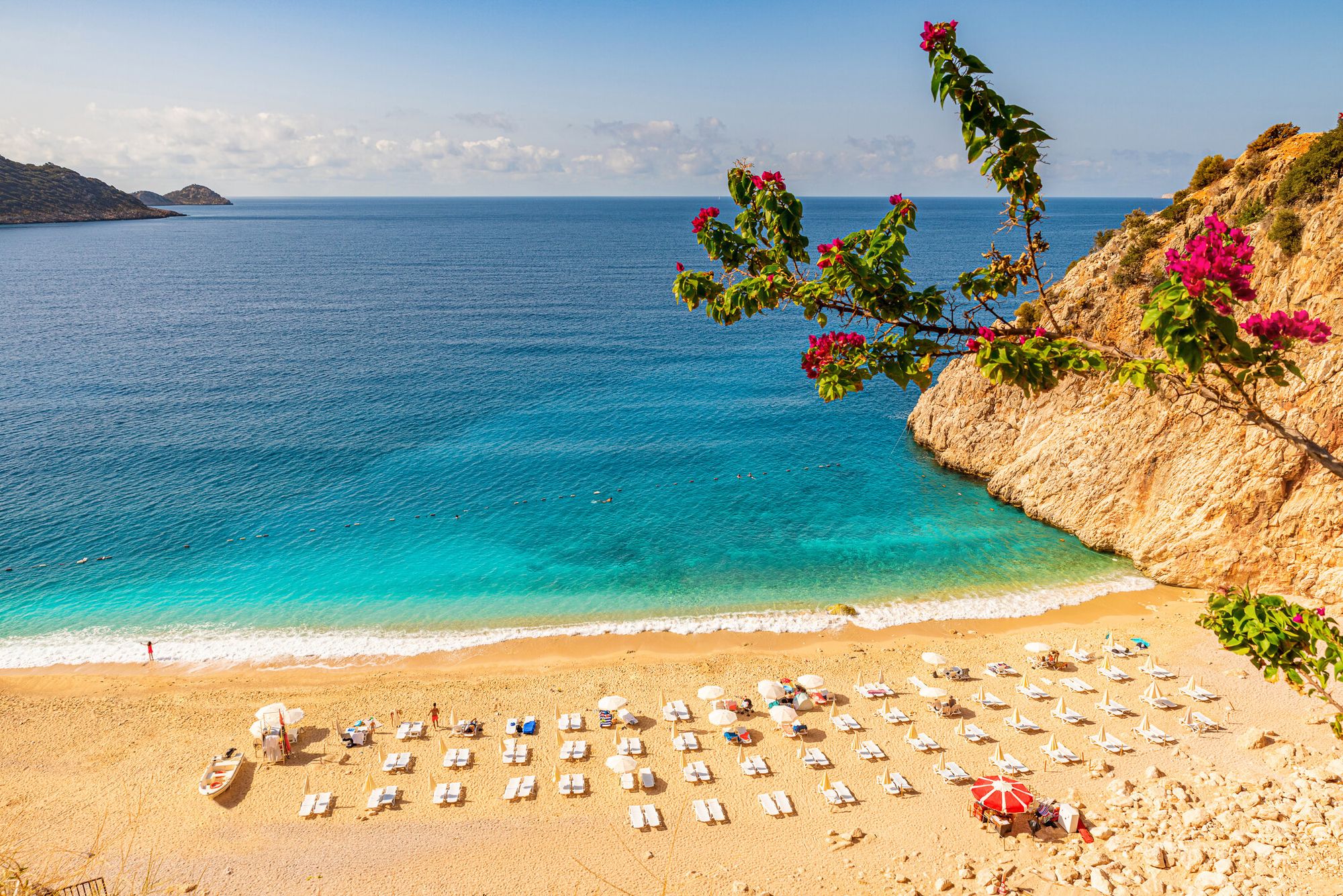 Tourists Sunbathing and Swimming on the Kaputas Beach, Kas, Antalya Turkey