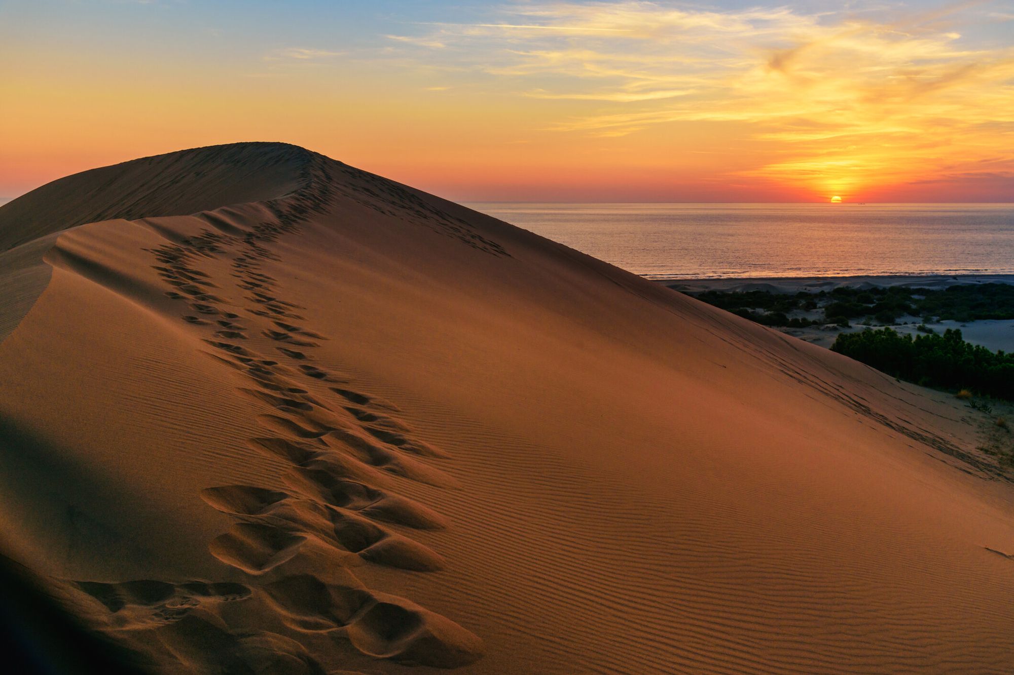 Footprints in the Sand on the Famous, Sand Dunes on Patara Beach at Sunset. Antalya, Turkey — Getty Images