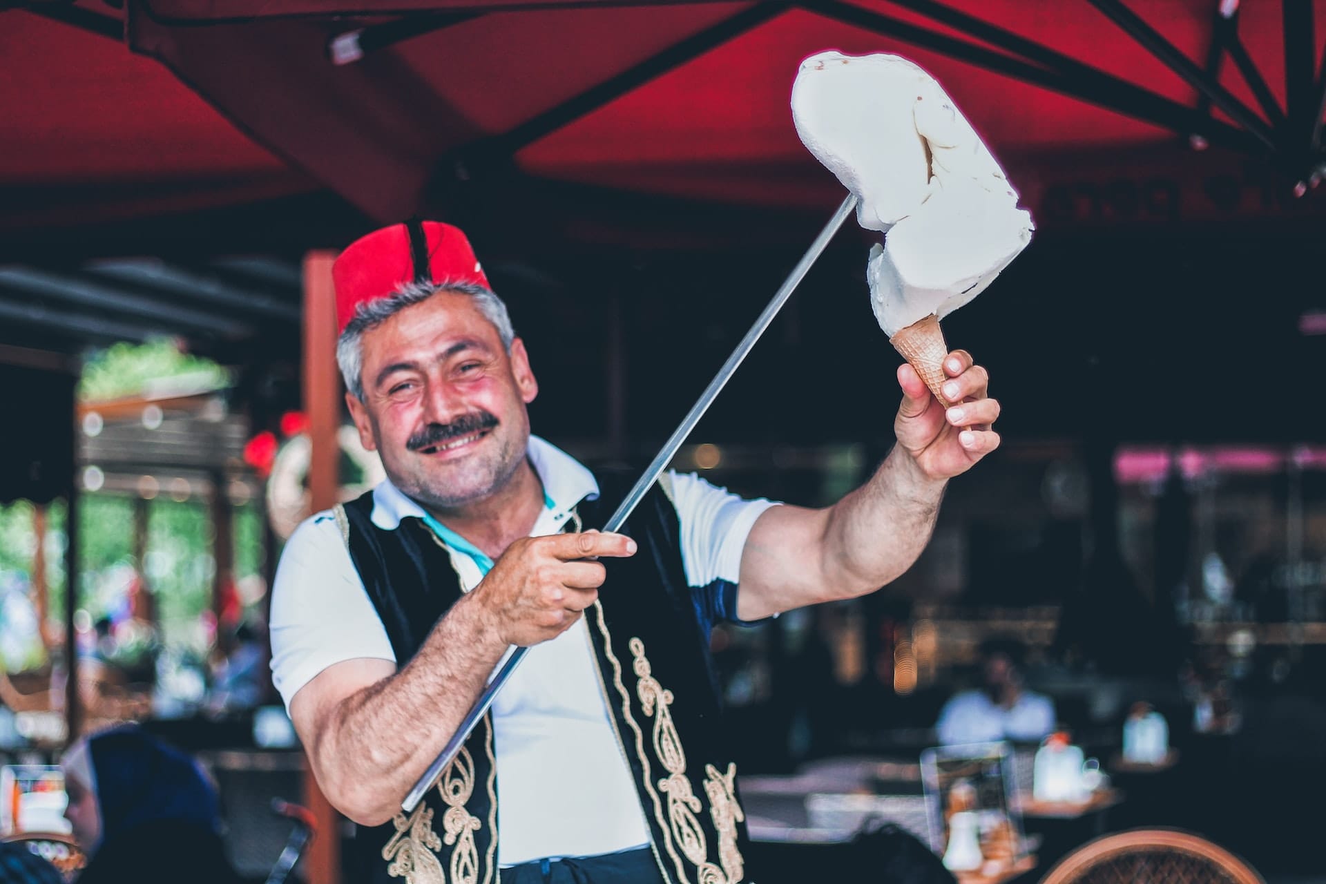 turkish businessman selling ice cream